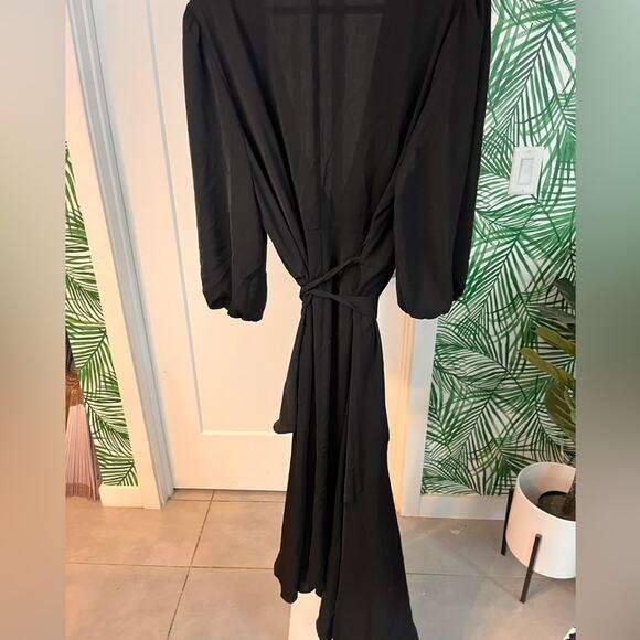 Eloquii Black Wrap Midi Dress Size 22 - Picture 4 of 7